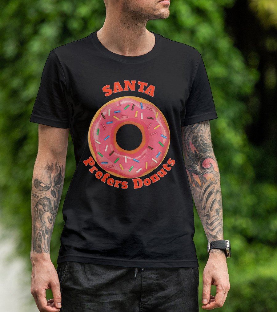 Santa Prefers Donuts Pink Sprinkled Delight T-Shirt