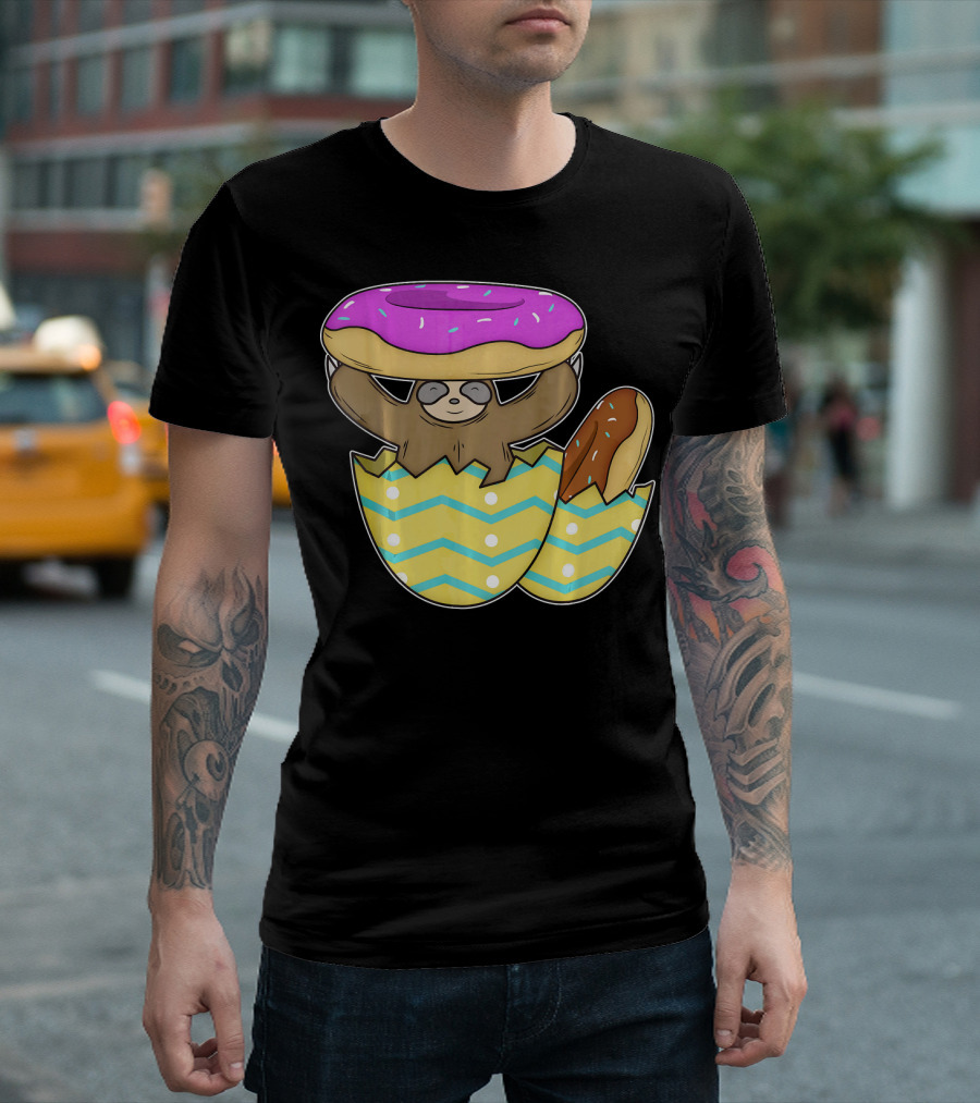 Sloth Easter Egg With Donut Hat T-Shirt