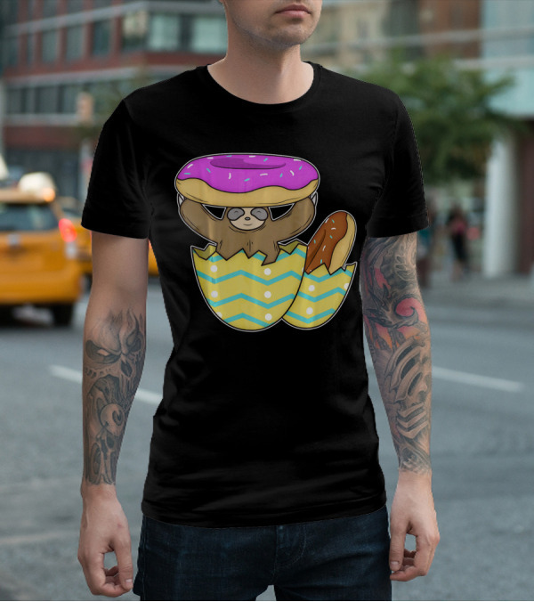Sloth Easter Egg With Donut Hat T-Shirt