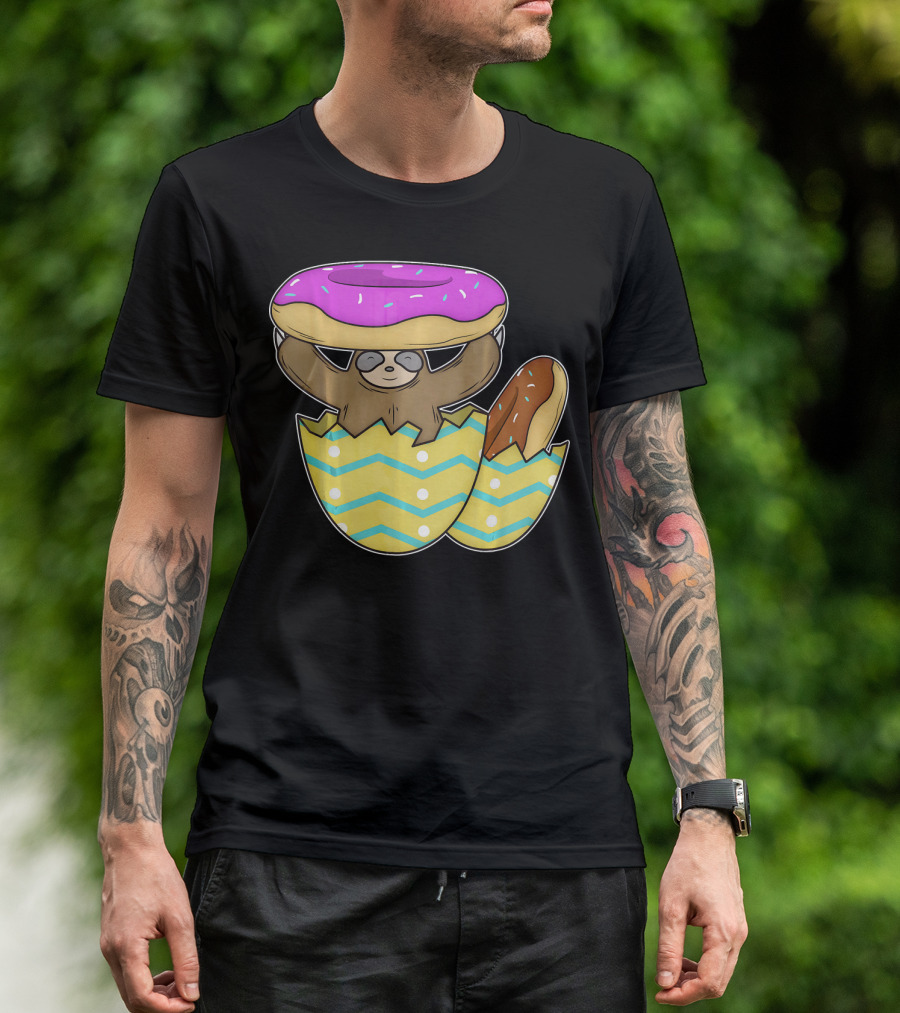 Sloth Easter Egg With Donut Hat T-Shirt