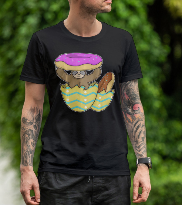 Sloth Easter Egg With Donut Hat T-Shirt