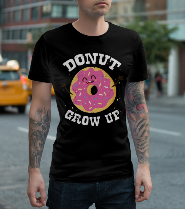Donut Grow Up Cute Pink Frosted Dessert Foodie T-Shirt