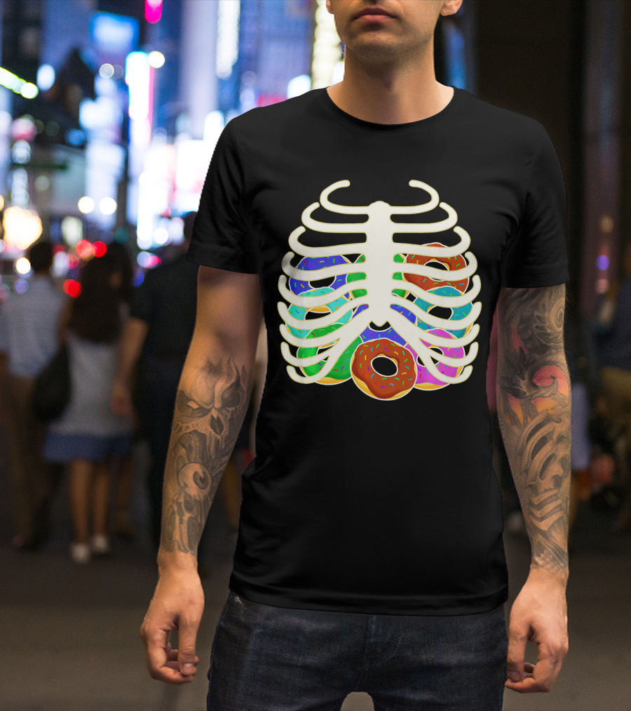 Halloween Food Costume Rib Cage Skeleton Donuts T-Shirt