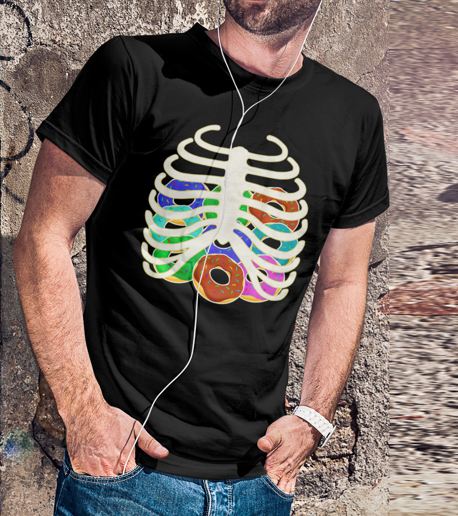 Halloween Food Costume Rib Cage Skeleton Donuts T-Shirt