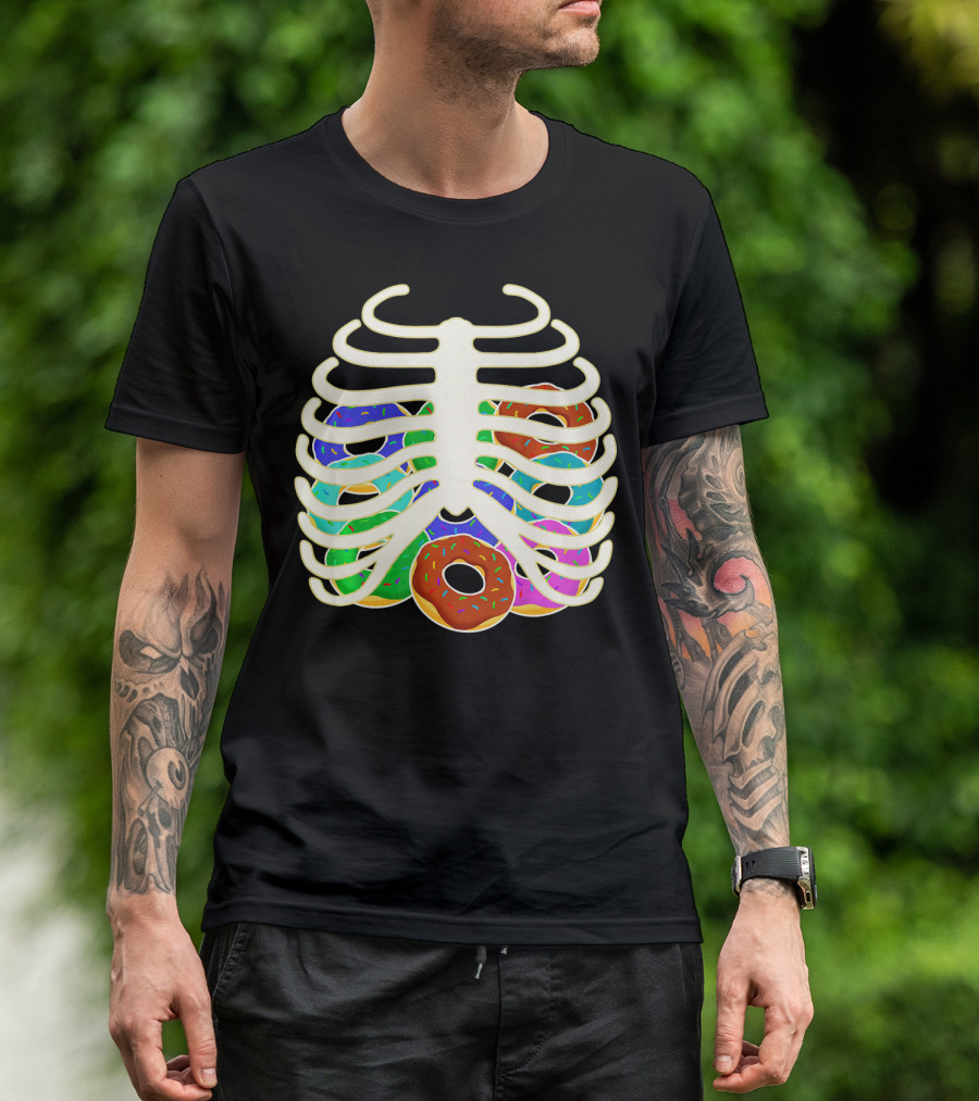Halloween Food Costume Rib Cage Skeleton Donuts T-Shirt