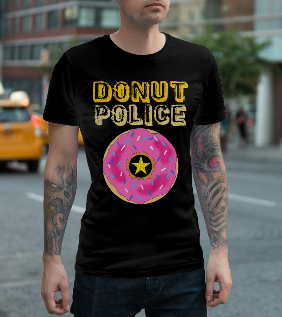 Donut Police Funny Doughnut Lovers And Pink Sprinkled Star Badge T-Shirt