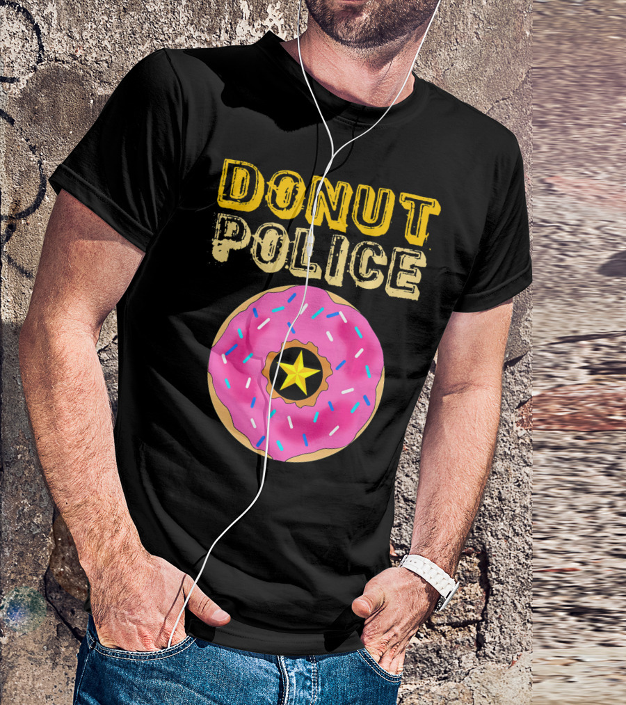 Donut Police Funny Doughnut Lovers And Pink Sprinkled Star Badge T-Shirt