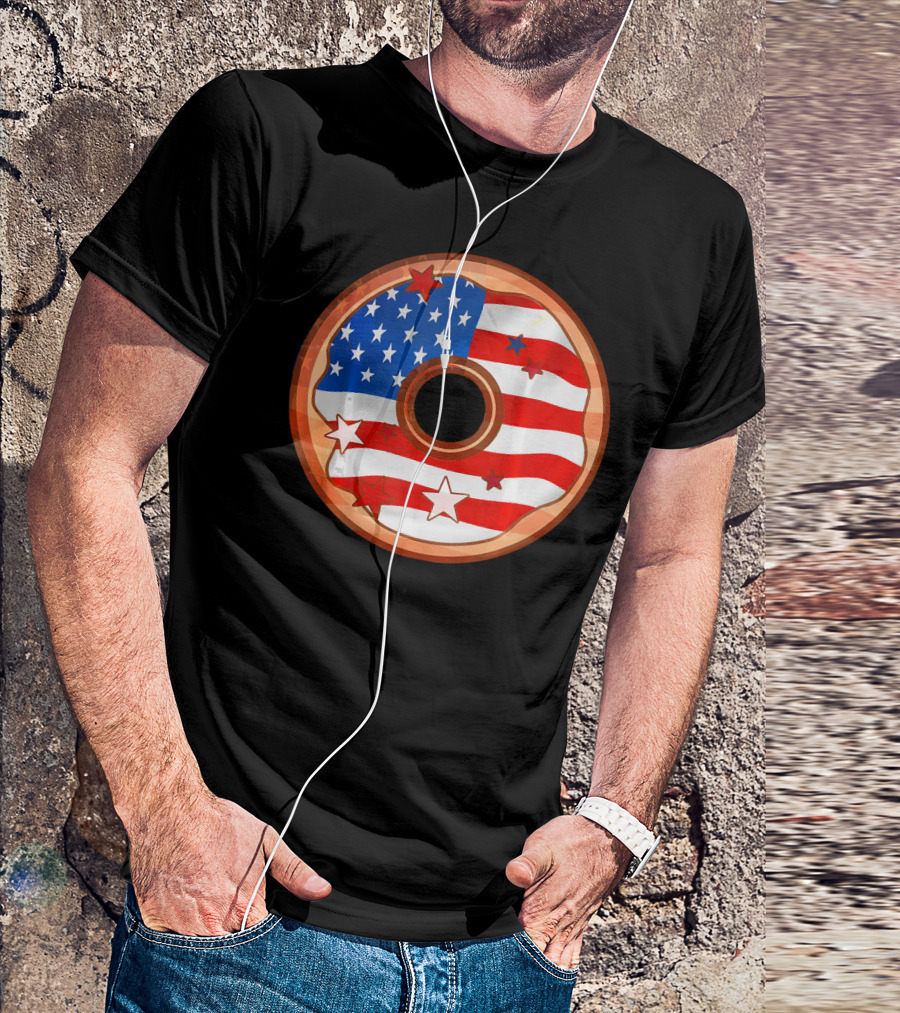 American Flag Donut USA Patriotic Doughnut T-Shirt