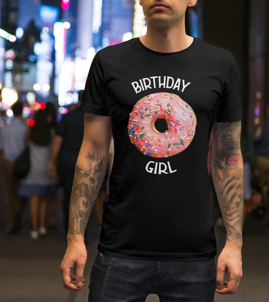 Birthday Girl Donut With Pink Icing And Rainbow Sprinkles T-Shirt