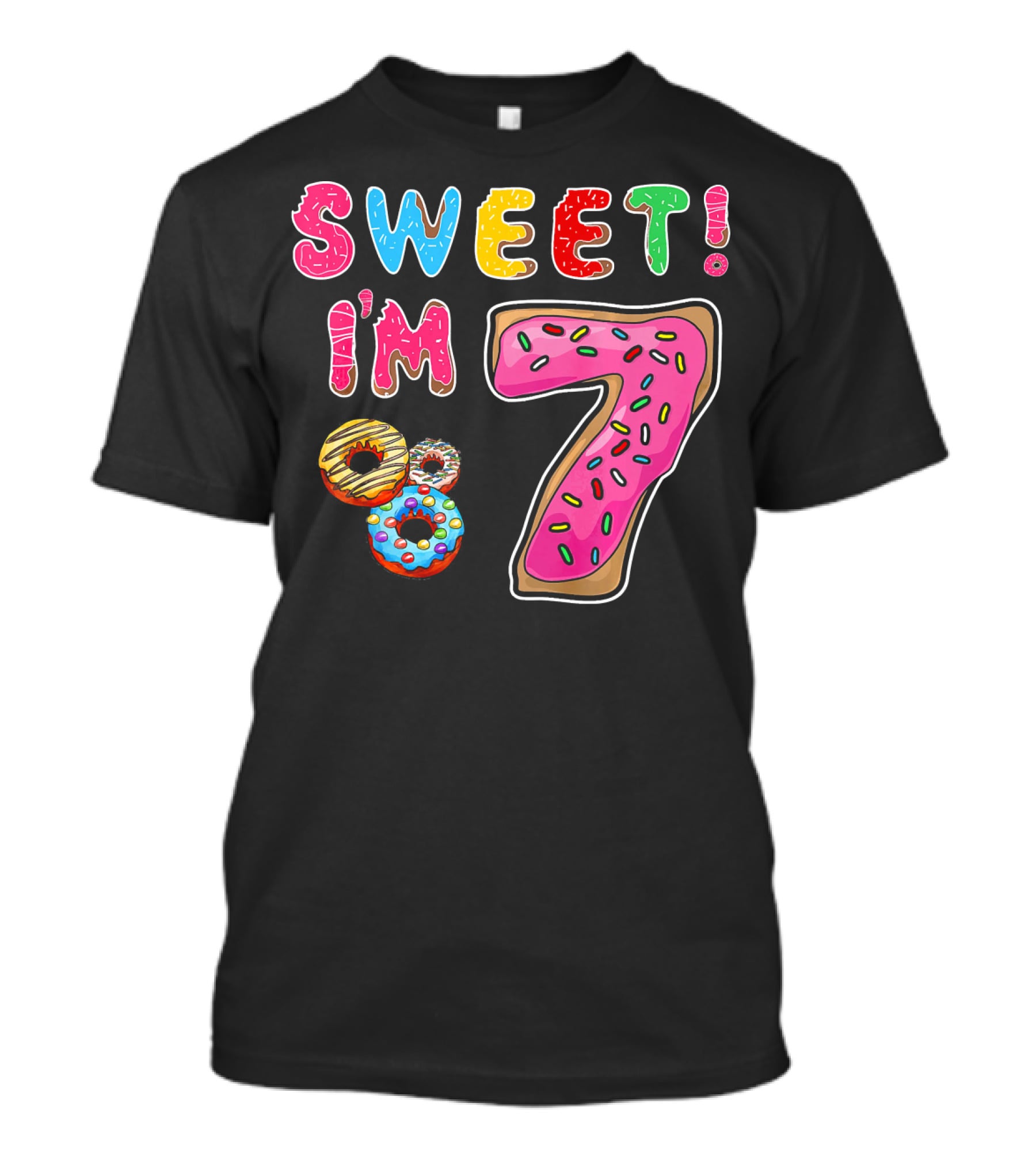 Sweet I'm 7 Donut Birthday T-Shirt
