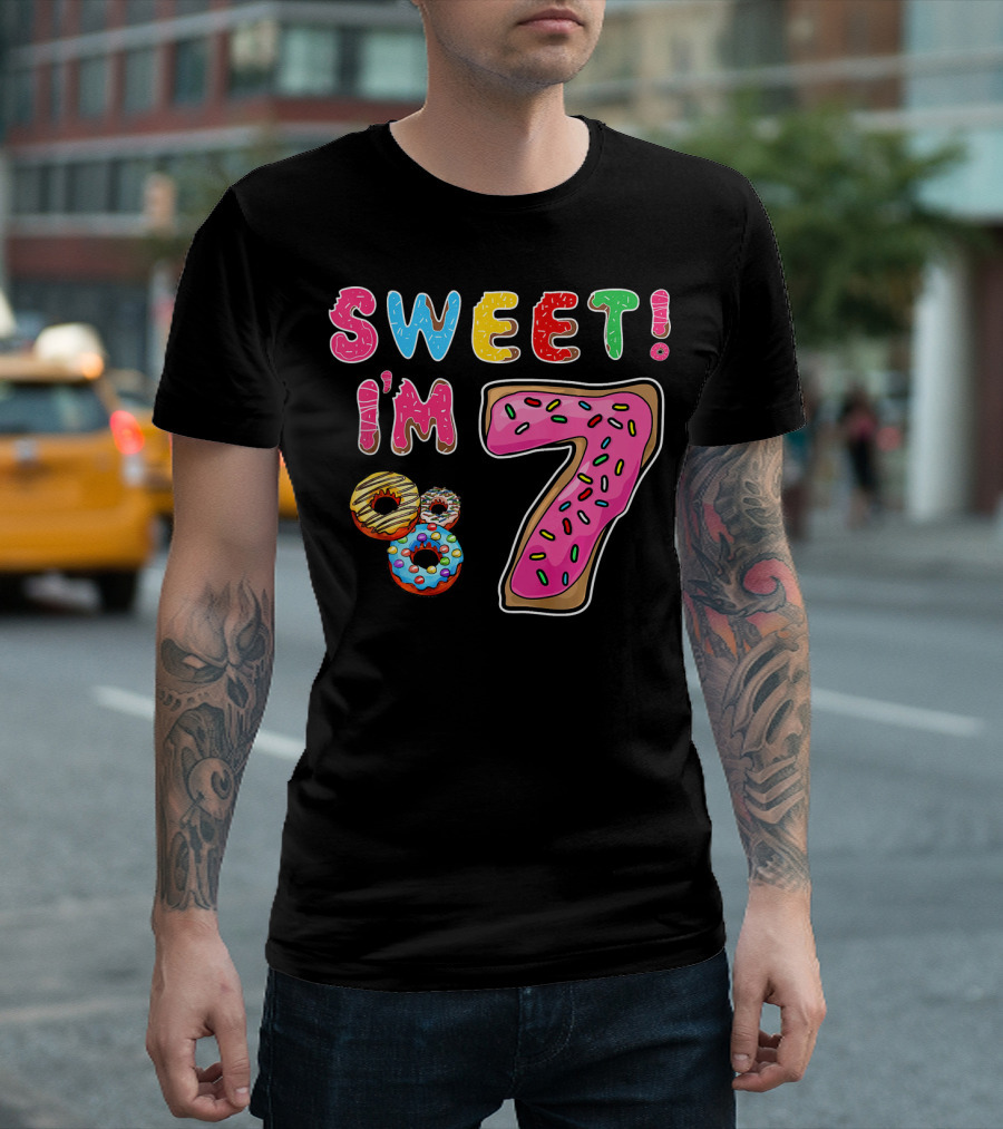 Sweet I'm 7 Donut Birthday T-Shirt