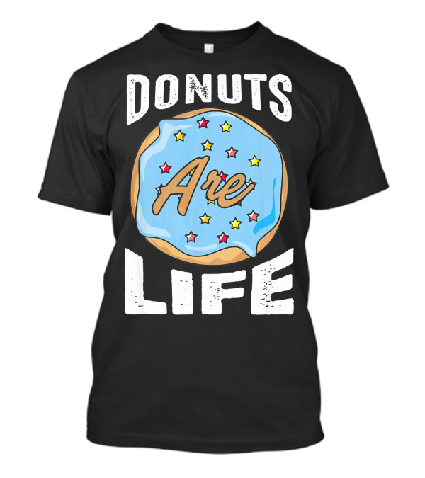 Donuts Are Life Blue Frosted Donut With Stars T-Shirt
