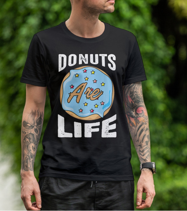 Donuts Are Life Blue Frosted Donut With Stars T-Shirt