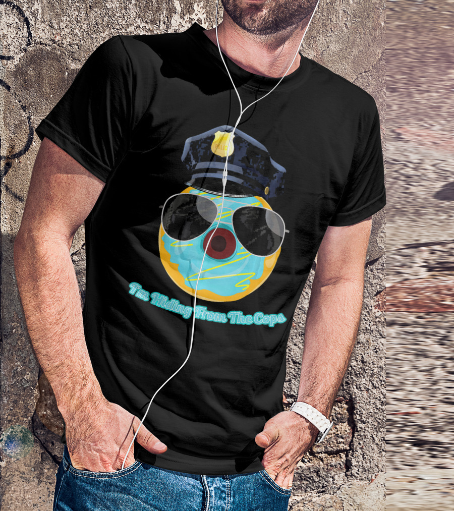 I'm Hiding From The Cops Funny Donut Police Hat Sunglasses T-Shirt