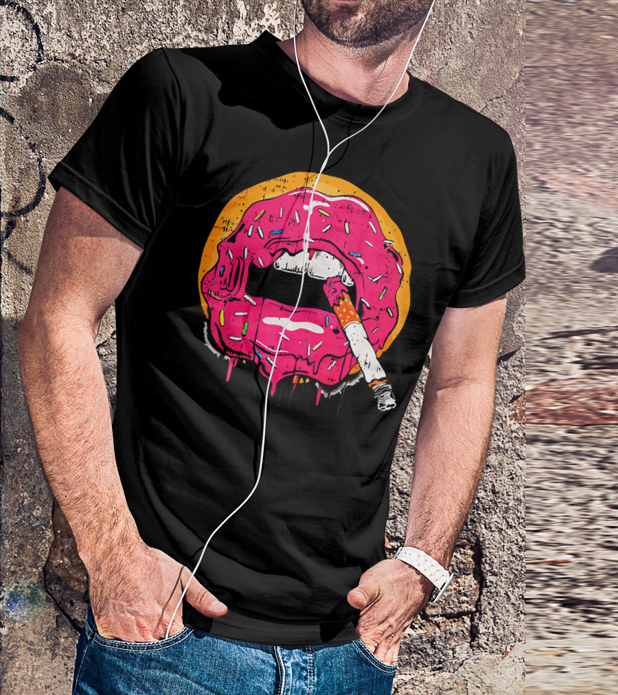 Donut Lips Cigarette Cool Sweet Doughnut T-Shirt