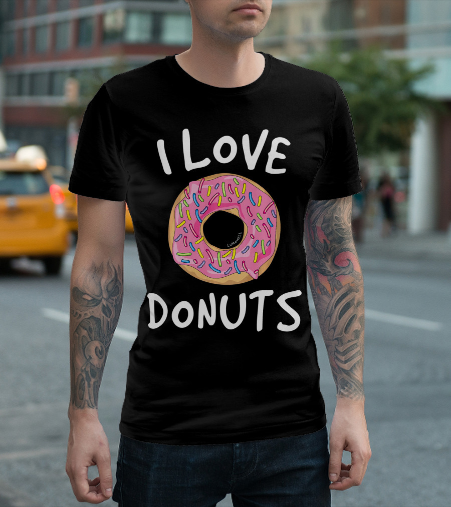 I Love Donuts Pink Sprinkles Funny Donut T-Shirt