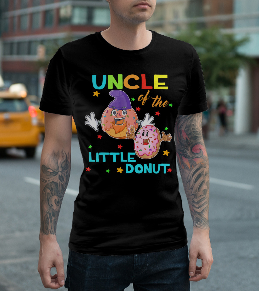 UNCLE of The Little Donut Colorful Cartoon Birthday T-Shirt