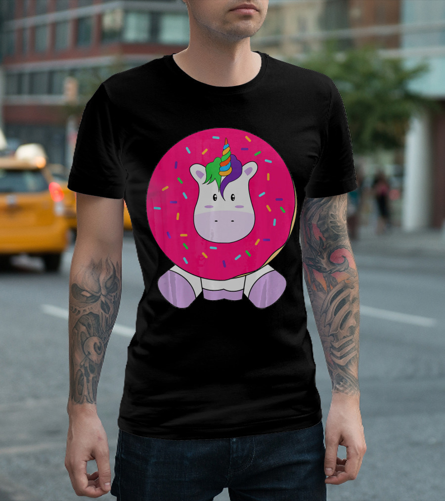 Kawaii Unicorn Donut with Sprinkles Cute Girly T-Shirt
