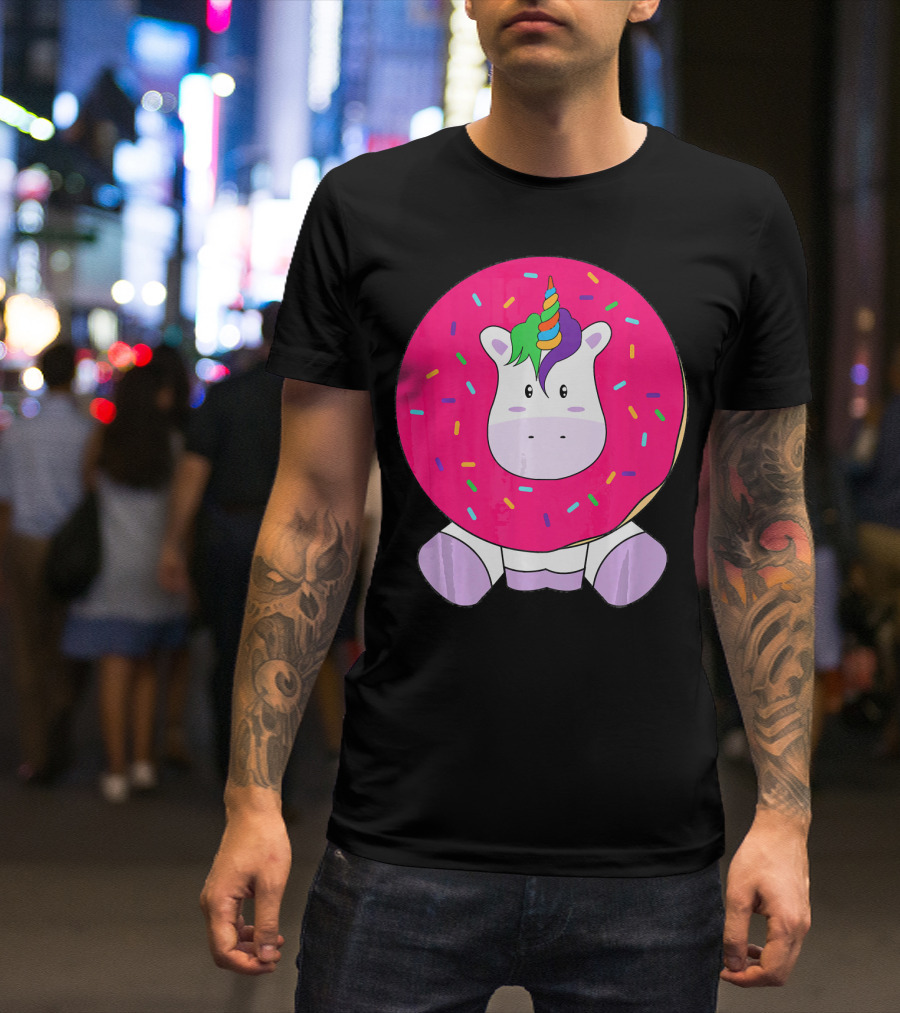 Kawaii Unicorn Donut With Sprinkles Cute Girly T-Shirt
