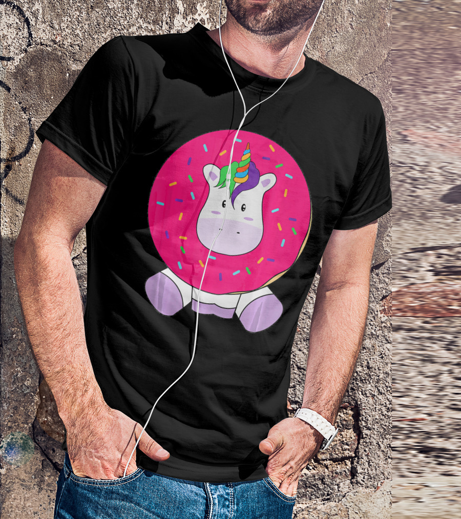 Kawaii Unicorn Donut With Sprinkles Cute Girly T-Shirt
