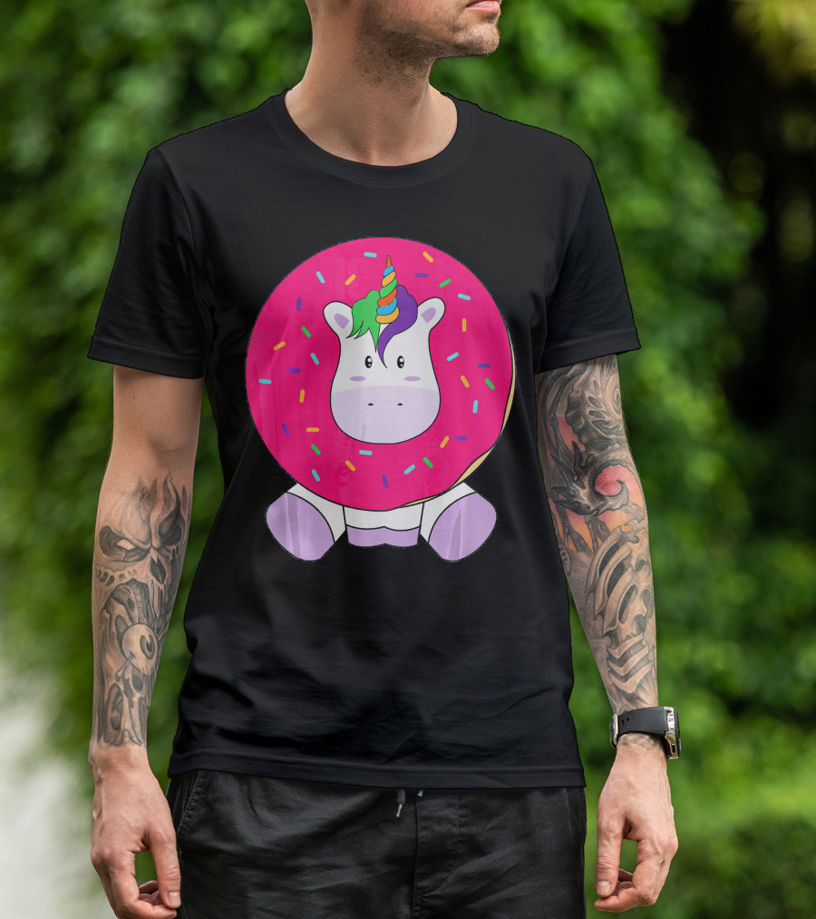 Kawaii Unicorn Donut With Sprinkles Cute Girly T-Shirt