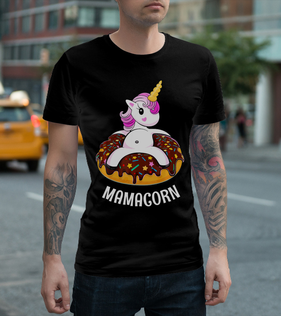 Mamacorn Unicorn Donut with Sprinkles and Stars T-Shirt