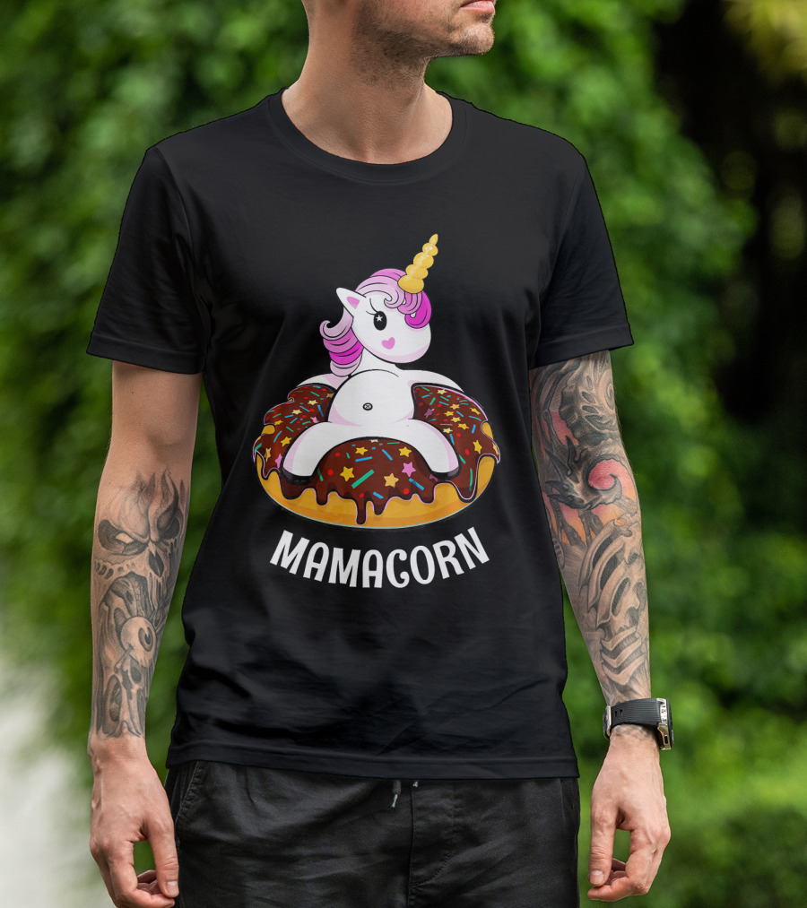 Mamacorn Unicorn Donut With Sprinkles And Stars T-Shirt