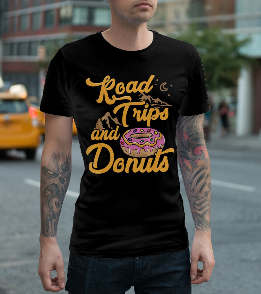 Road Trips And Donuts Mountain Night Moon T-Shirt