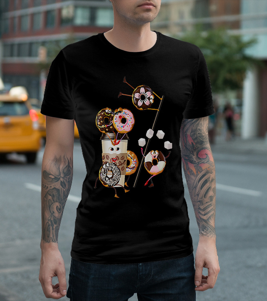 Donut Glazed And Confused Funny Donut Coffee Party With Juggling Donuts T-Shirt