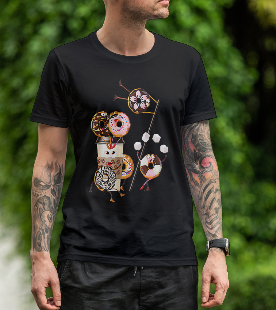 Donut Glazed And Confused Funny Donut Coffee Party With Juggling Donuts T-Shirt