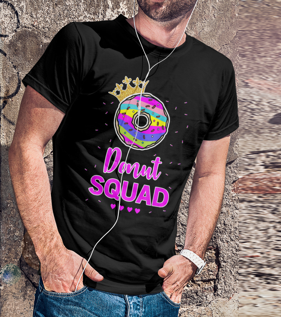 Donut Squad Birthday Girl With Crown And Hearts T-Shirt