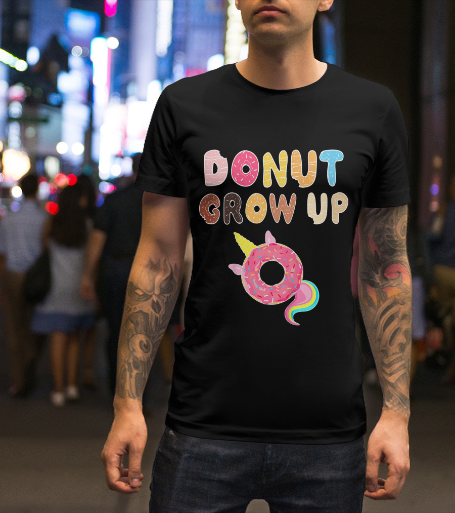 Donut Grow Up Kids Funny Unicorn Donut Lover T-Shirt