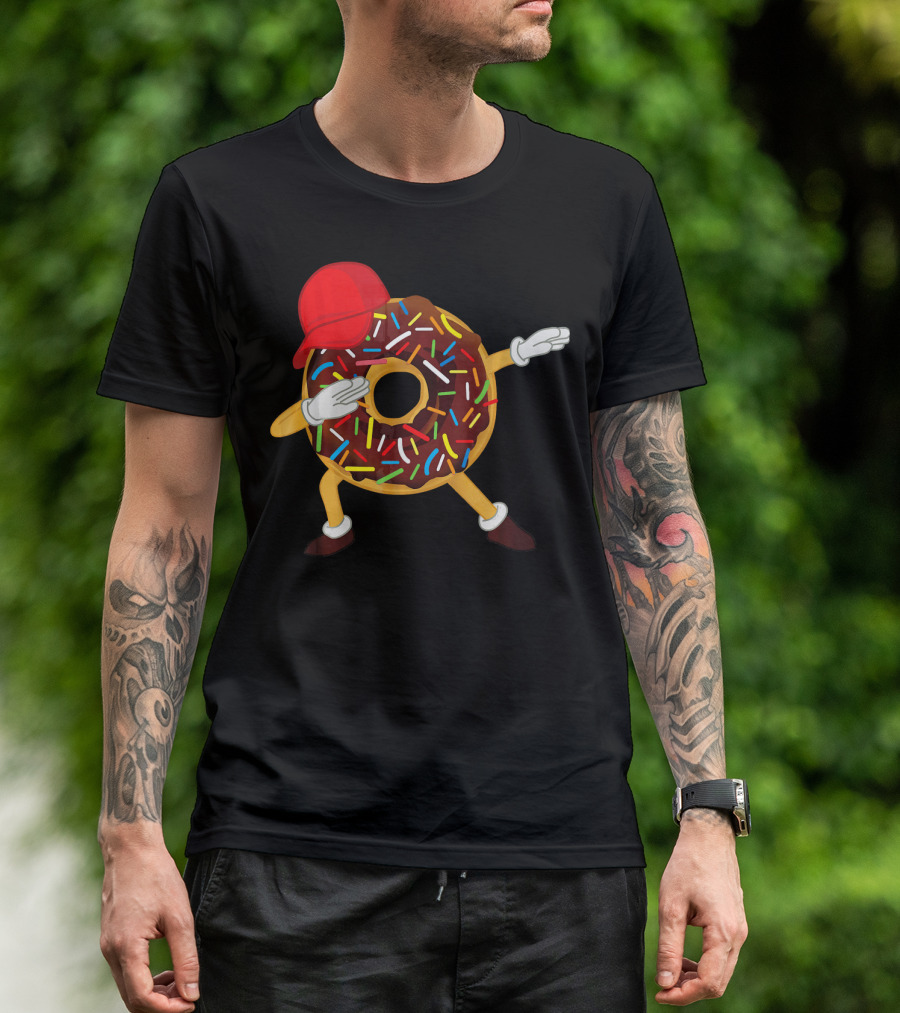Dabbing Chocolate Sprinkles Donut With Red Hat T-Shirt