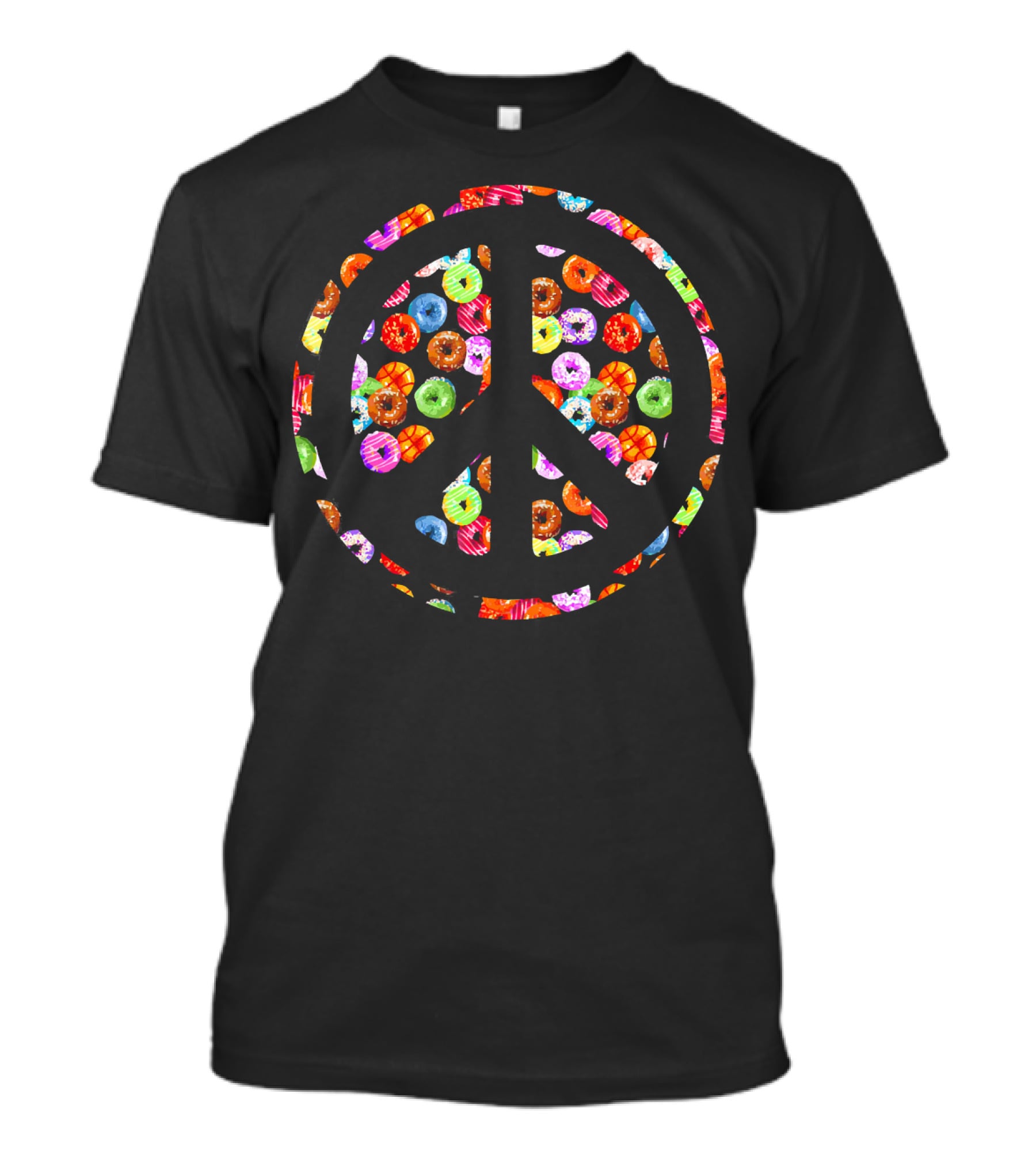 Funny Flower Power PEACE Sign Yummy Donuts T-Shirt