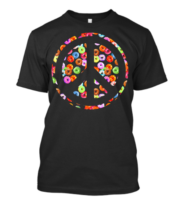 Funny Flower Power PEACE Sign Yummy Donuts T-Shirt