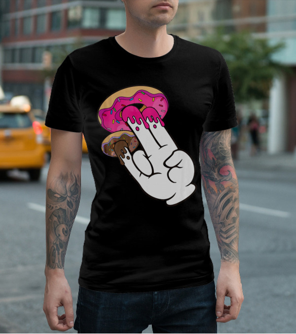 Funny Donuts With The Shocker Hand Gesture And Sprinkled Frosting T-Shirt