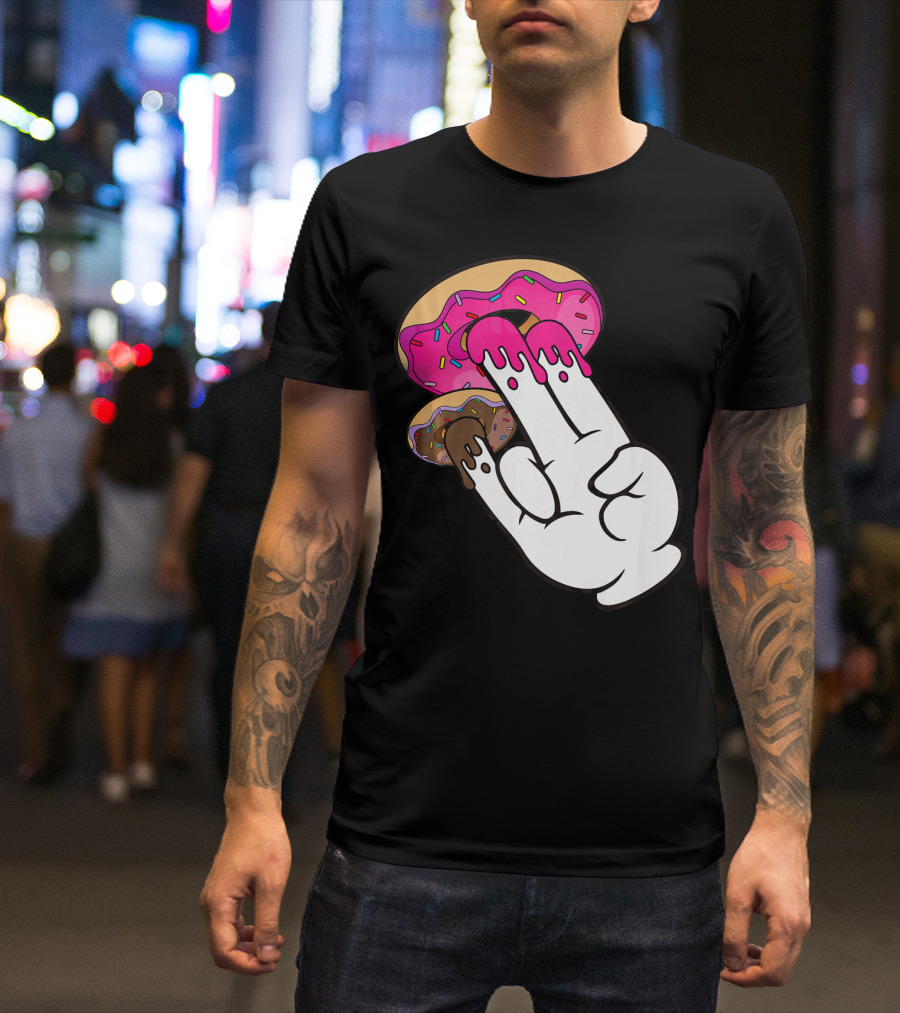 Funny Donuts With The Shocker Hand Gesture And Sprinkled Frosting T-Shirt