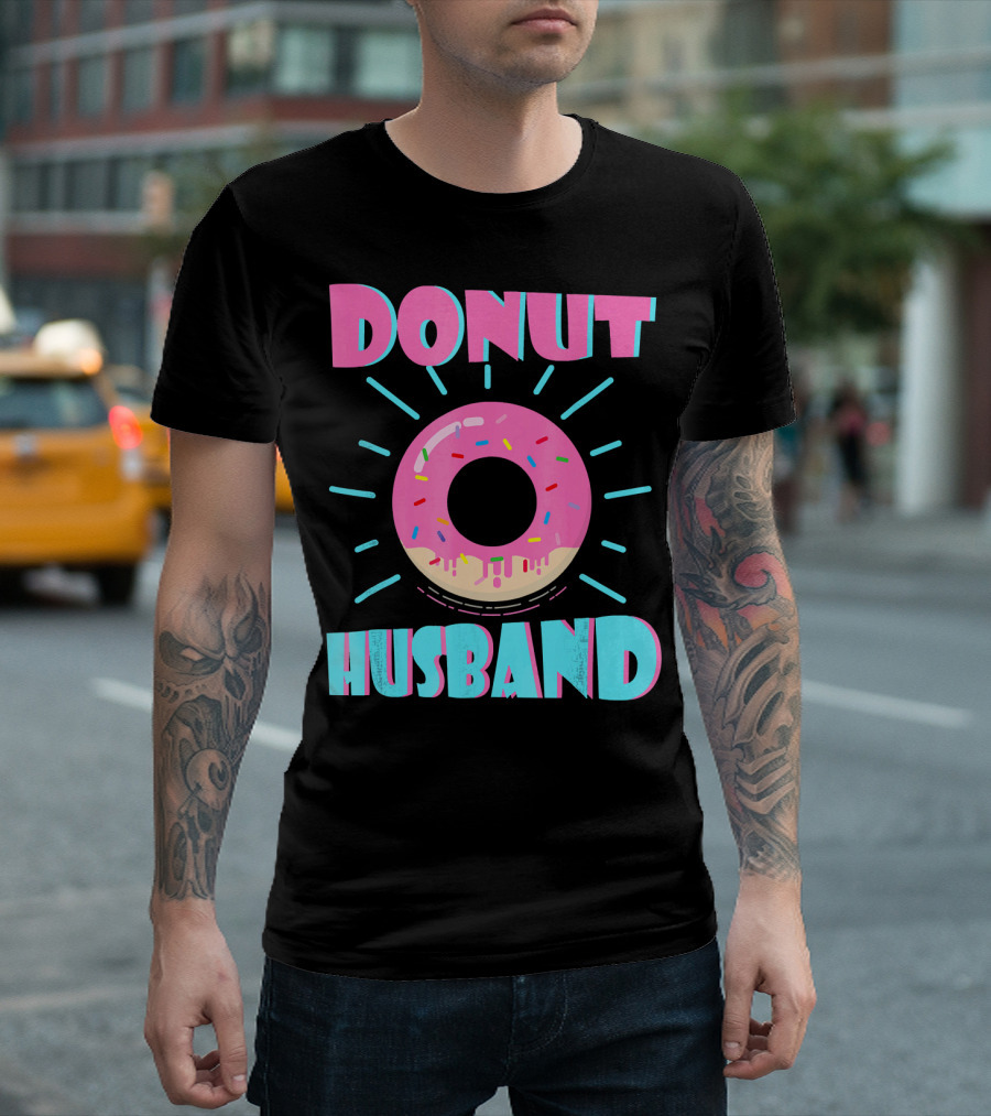 Donut Husband Pink Frosted Donut With Sprinkles T-Shirt