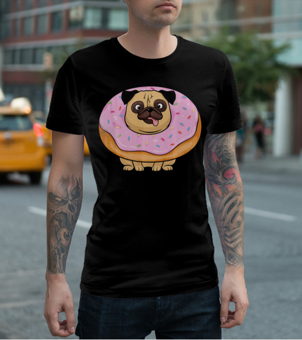 Cute Doughnut Pug Wearing A Donut Costume Sprinkles T-Shirt