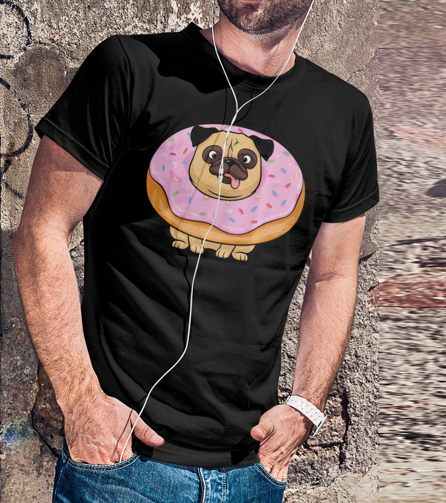 Cute Doughnut Pug Wearing A Donut Costume Sprinkles T-Shirt
