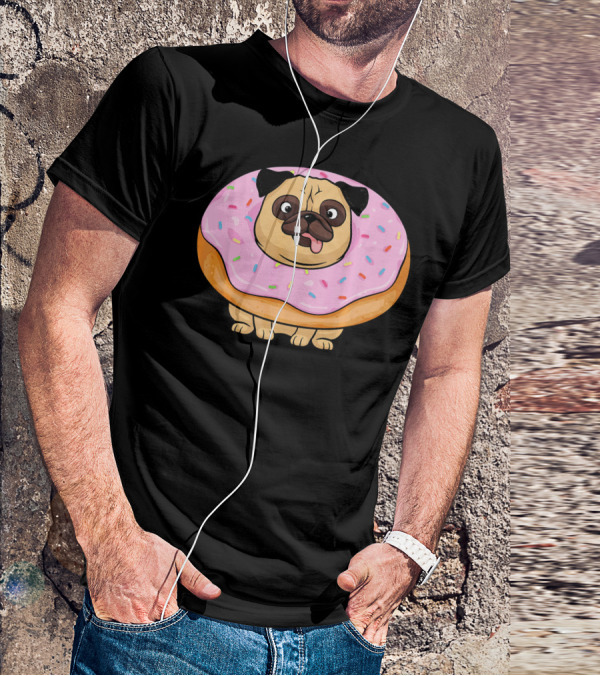Cute Doughnut Pug Wearing A Donut Costume Sprinkles T-Shirt