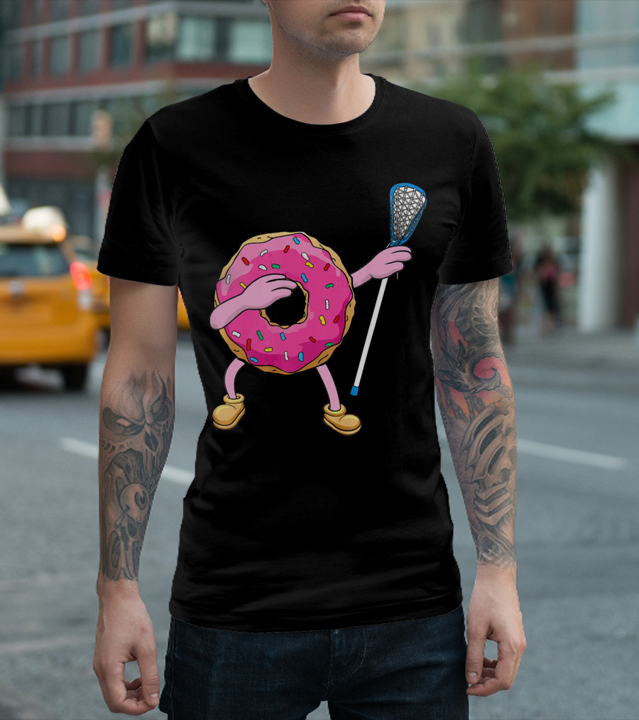 Dabbing Donut Playing Lacrosse with Sprinkles T-Shirt
