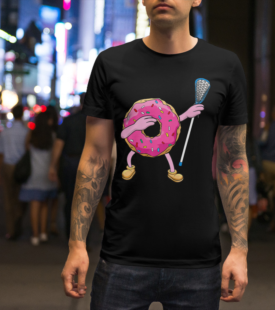 Dabbing Donut Playing Lacrosse With Sprinkles T-Shirt
