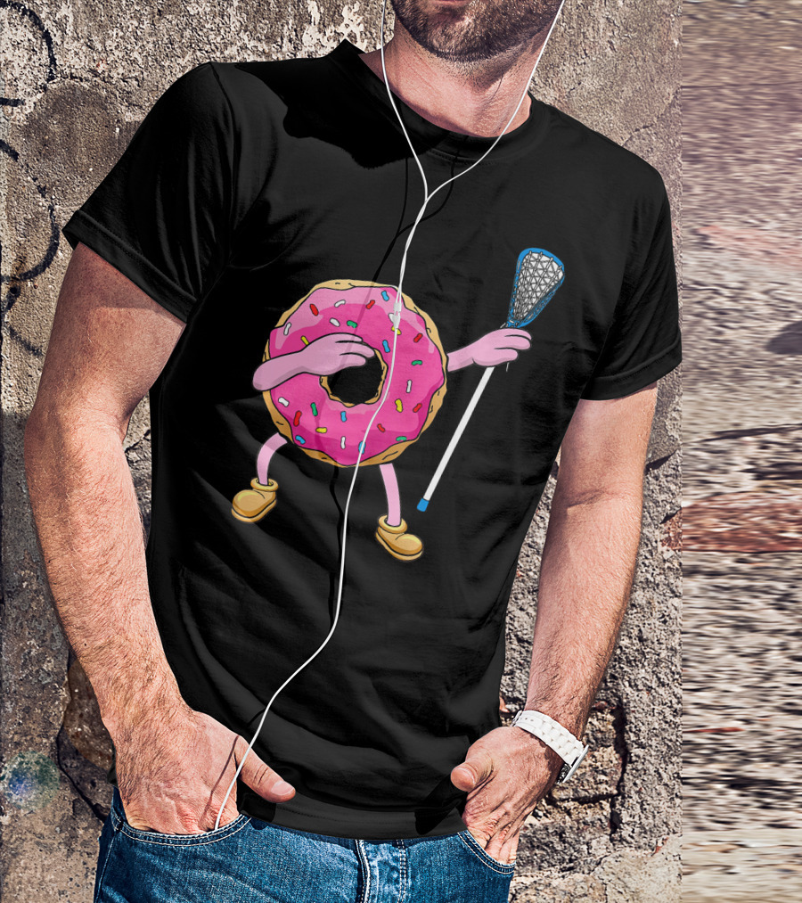 Dabbing Donut Playing Lacrosse With Sprinkles T-Shirt