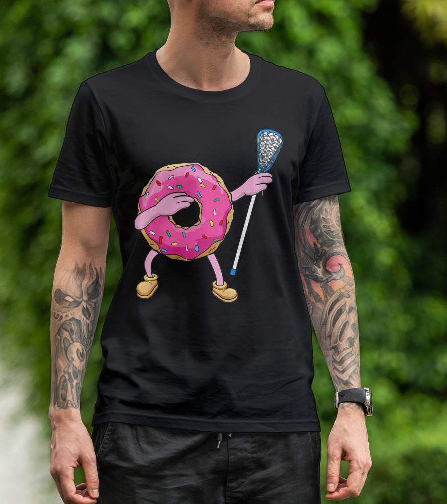 Dabbing Donut Playing Lacrosse With Sprinkles T-Shirt