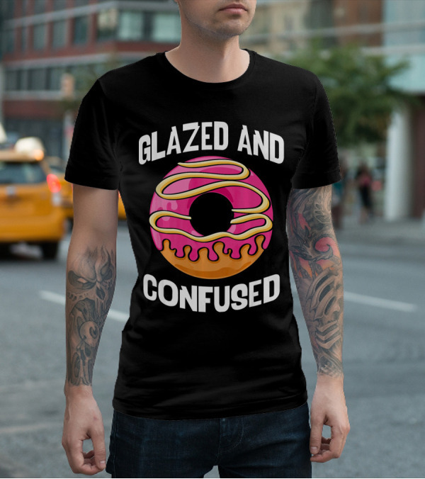 Glazed And Confused Pink Donut With Dripping Icing T-Shirt