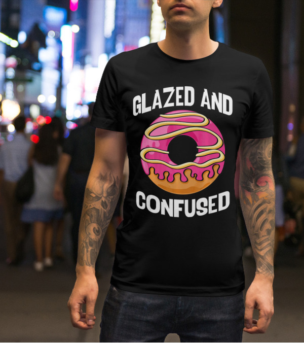 Glazed And Confused Pink Donut With Dripping Icing T-Shirt