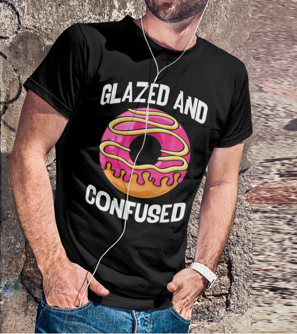 Glazed And Confused Pink Donut With Dripping Icing T-Shirt