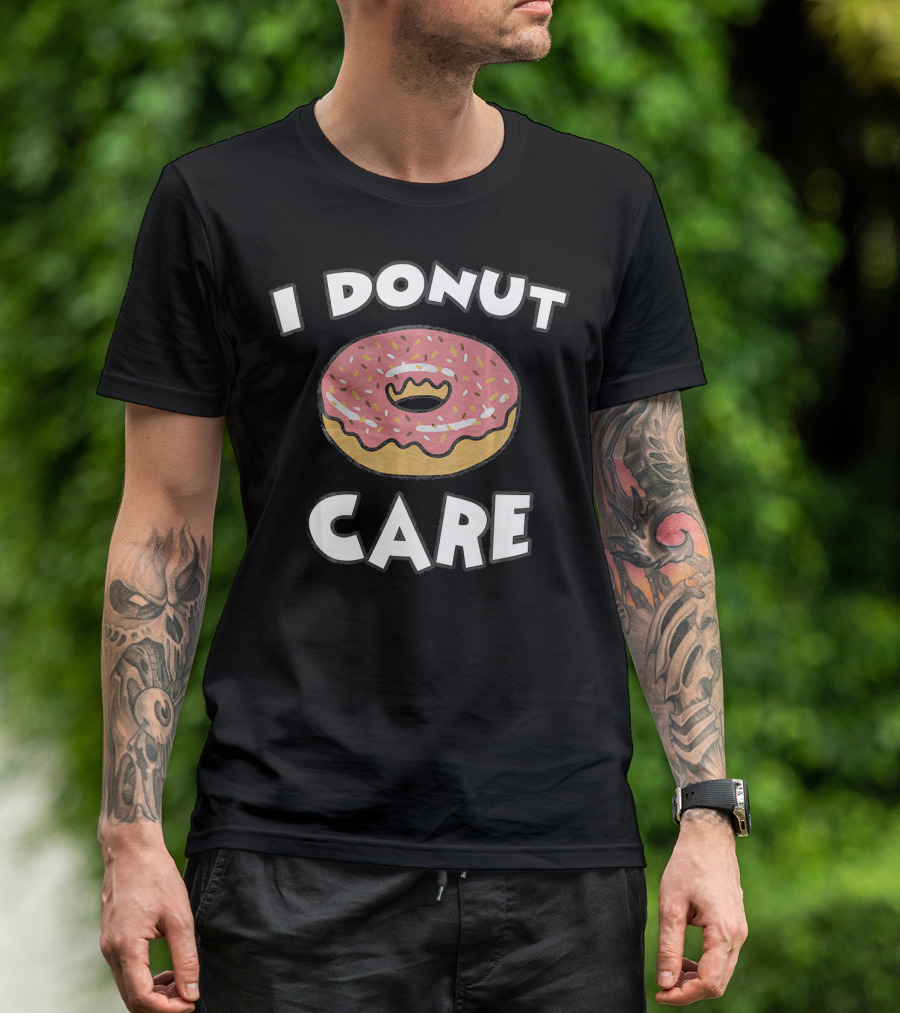 I Donut Care Funny Pink Sprinkled Pastry T-Shirt