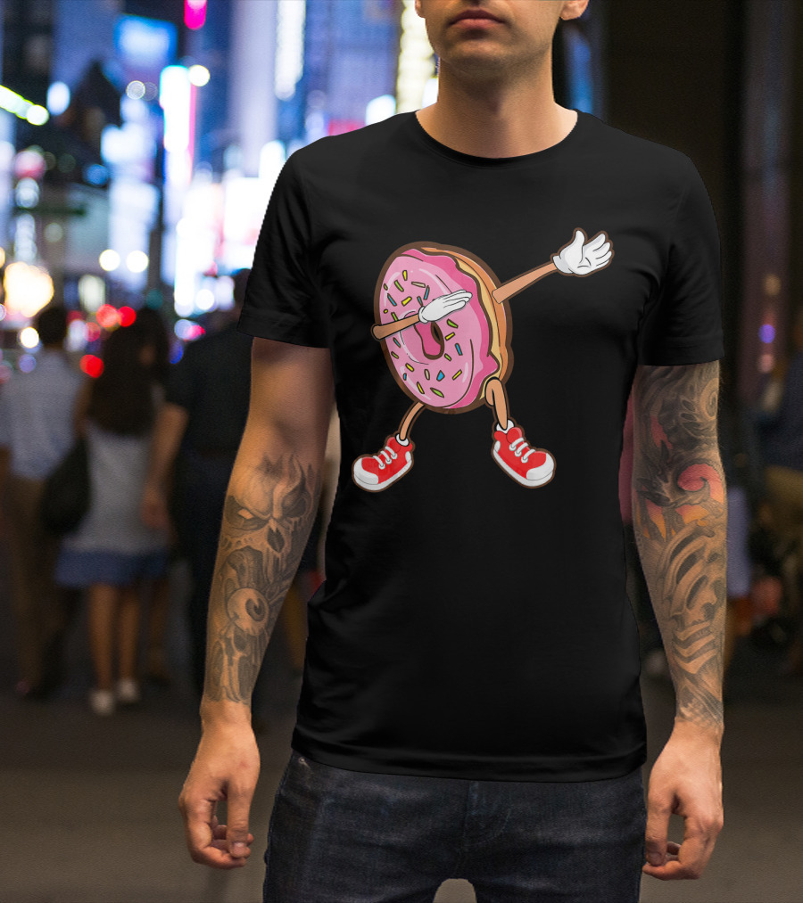 Dabbing Strawberry Frosted Donut With Sprinkles And Red Sneakers T-Shirt